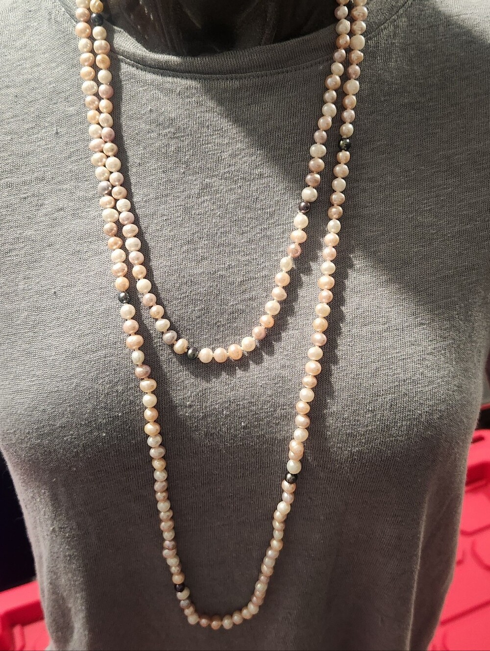 Elegant Cream Pearl Long Strand Necklace